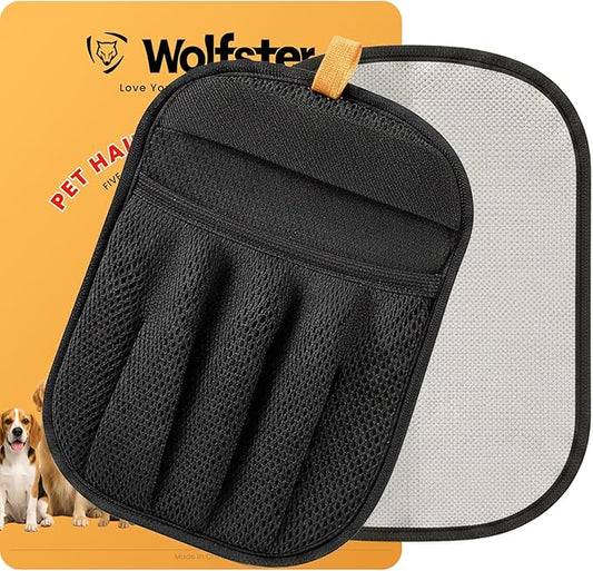 Wolfster Pet Hair Removal Glove, for Couch, Carpets & Car Seats Cleaner, Upgraded Five-Finger Reusable Glove, Electrostatic Pet Hair Remover for Dog & Cat, Hair Removal Tool