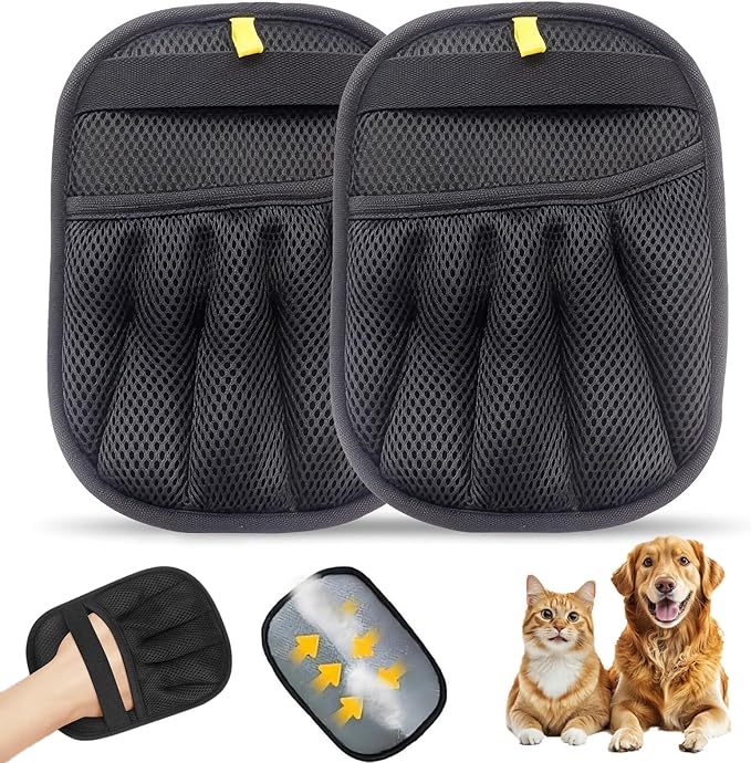 Pet Hair Removal Glove for Cats & Dogs Hair Remover,Reusable Electrostatic Pet Hair Remover Gloves,Magic Brush Pet Hair Removal Tool for Furniture,Couch,Car Seats,Clothing(2Pcs)
