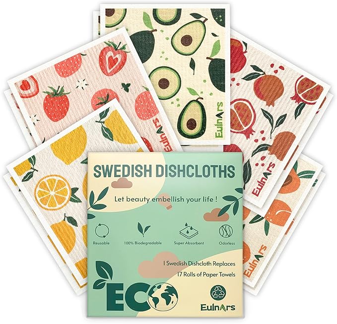 Swedish Dishcloths for Kitchen, 10 Pack Reusable Paper Towels Washable, Soft Dish Towels for Kitchen, Super Absorbent Dish Cloths for Washing Dishes, Housewarming Gifts