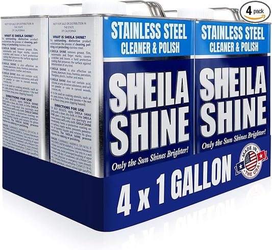 4 x 1 Gallon Stainless Steel Cleaner and Polish - Cleans, Polishes & Protects Kitchen Appliances, Refrigerators, Sinks, Ovens & Grills - Residue & Streak Free Shine - Stainless Appliance Cleaner