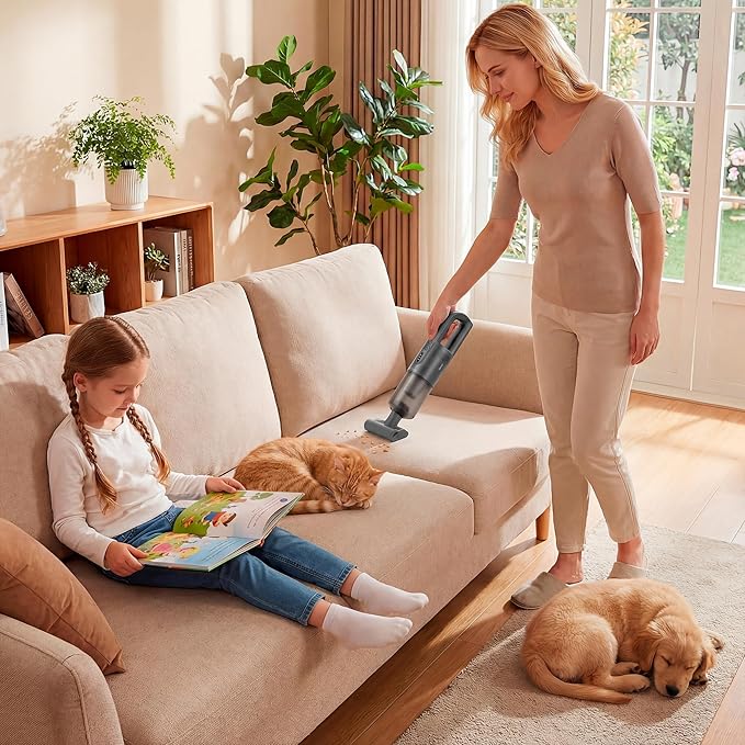 Handheld Vacuum Cordless, 5-in-1 Car Vacuum Portable Cordless 30 Mins Rapid Rechargeable Hand Vacuum Brushless Motor 19000Pa Strong Suction, Dust Busters for Car Home with 4 Nozzles, Gray