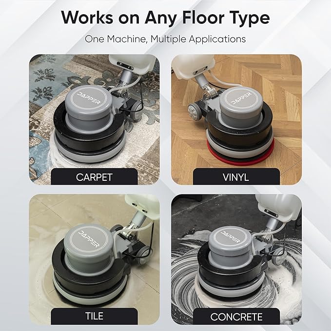 17" Heavy-Duty Weighted Floor Buffer Polisher Machine – 1500W, 154 RPM Commercial Scrubber with Removable Weights – Includes 3.5 Gal Tank, 2 Brushes & 3 Pads – Strip, Buff, Scrub & Polish Floors