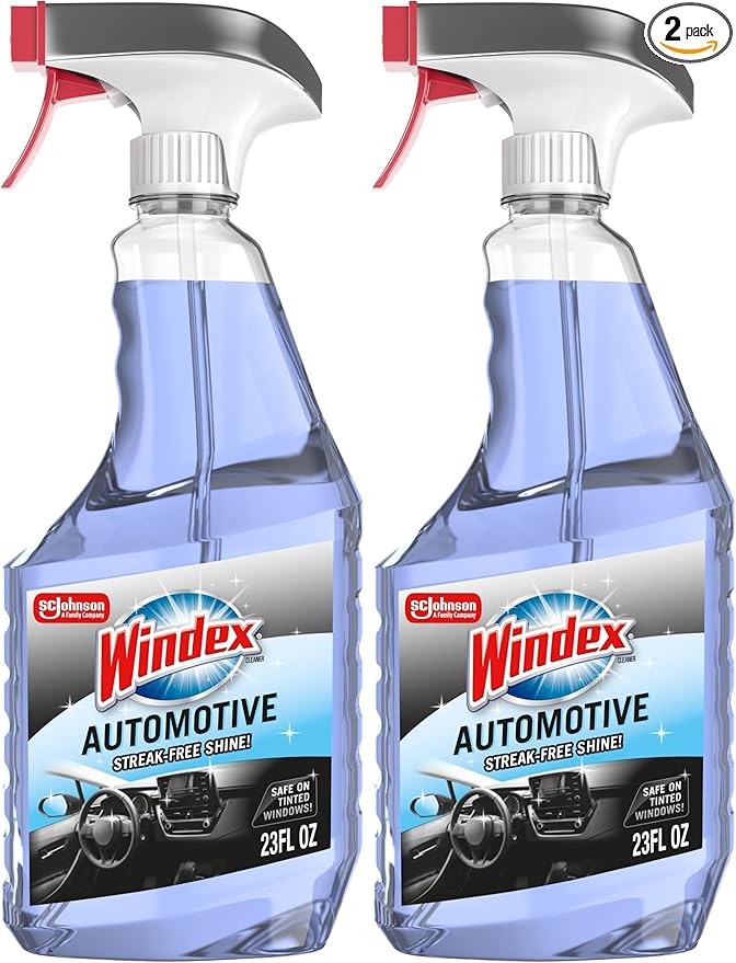 Windex Automotive Car Window and Glass Cleaner, Streak-Free Shine for Car Glass Exteriors, Tinted Windows, and Interior Electronics, 23 fl oz, (Pack of 2)