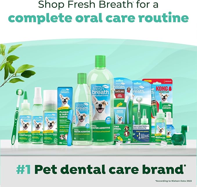 TropiClean Fresh Breath Dog Toothpaste for Teeth Cleaning, Breath Freshener, Easy Plaque & Tartar Remover Gel, No Toothbrush Needed, Peanut Butter, 2oz.