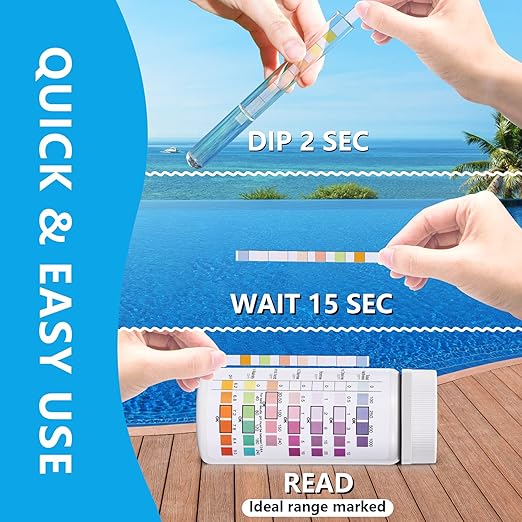 Pool Test Strips Chlorine Kit: 200 PCS 7-in-1 Hot-Tub Spa Water Pool Testing Kit for pH and More