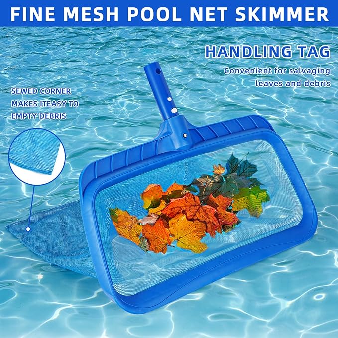 TOPDING & HZ Swimming Pool Cleaner, Pool Skimmer Leaf Net with 18" Pool Skimmer Net Dark Blue