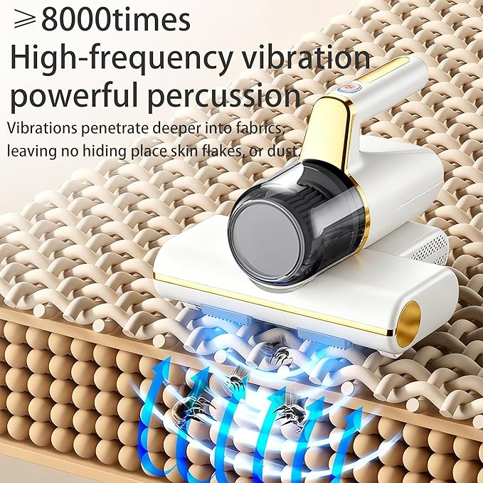 Mattress Vacuum Cleaner, 14Kpa Bed Vacuum Cleaner with 253.7nm UV-C Light, Versatile Wireless Handheld Vacuums with HEPA Filter and USB-C Charging Port for Bed, Sofa, Clothes, Crib