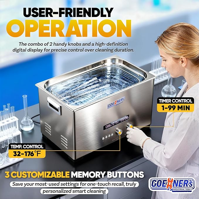 Ultrasonic Cleaner 22L, Professional Ultrasonic Cleaner Machine with Timer & Heater, Sonic Cleaning Machine for Carburetor, Gun, Industrial Parts Labs Chains Jewelry Watch Glasses 480W