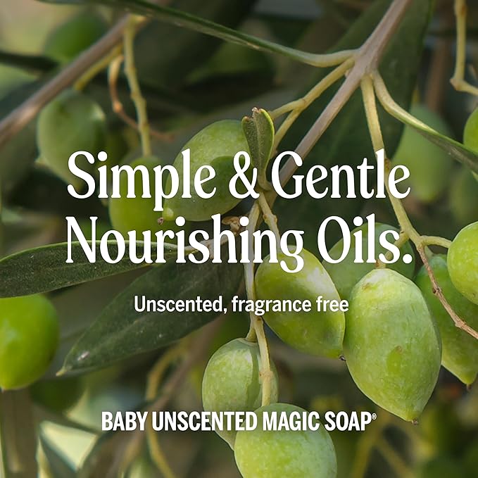 Dr. Bronner's Pure-Castile Magic Soap Liquid (Baby Unscented, 1 Gallon) – Made with Regenerative Organic Certified Oils- For Sensitive Skin, Babies, Face, Hair, Laundry, Dishes, Hand Soap & Body Wash