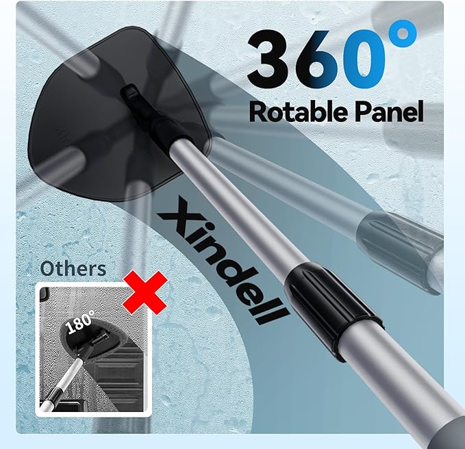 XINDELL Windshield Cleaning Tool, Interior & Inside Car Windshield Cleaner with Microfiber Pads, Extendable Handle & 360° Head, Streak-Free Glass Cleaning Kit for Cars Trucks