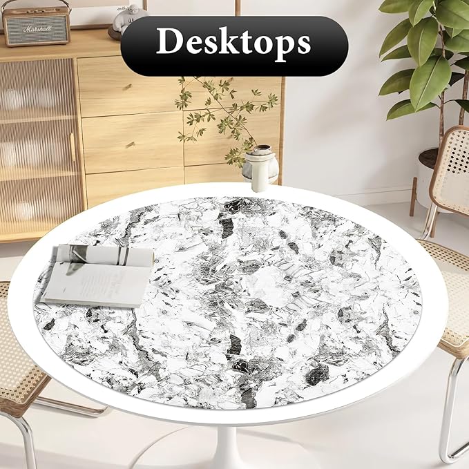 Drawer and Shelf Liner for Kitchen Cabinet: 23.6 in X 20 Ft Non Slip Waterproof Shelf Paper Non Adhesive Refrigerator Liners Grey and White Marble Easy Liners for Bathroom with Knife Tape Measure