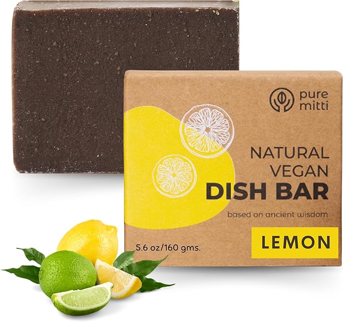 Lemon Dish Soap (5.5 oz) | Eco-Friendly Solid Dish Bar For Sparkling Clean Dishes | Natural, Plastic-Free Alternative To Dishwashing Liquid, Dishwasher Pods & Detergents