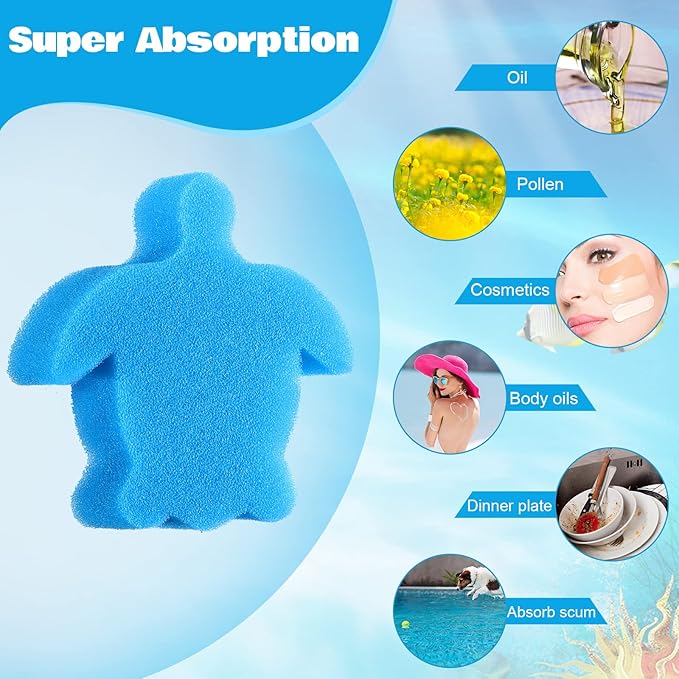 Patelai 40 Pcs Hot Tub Sponge Spa Cleaning Sponges for Hot Tub Oil Absorbing Cleaning Scum for Spa, Bathtub and Swimming Pool to Soak up Oils Bathtub Accessories(Turtle Style)