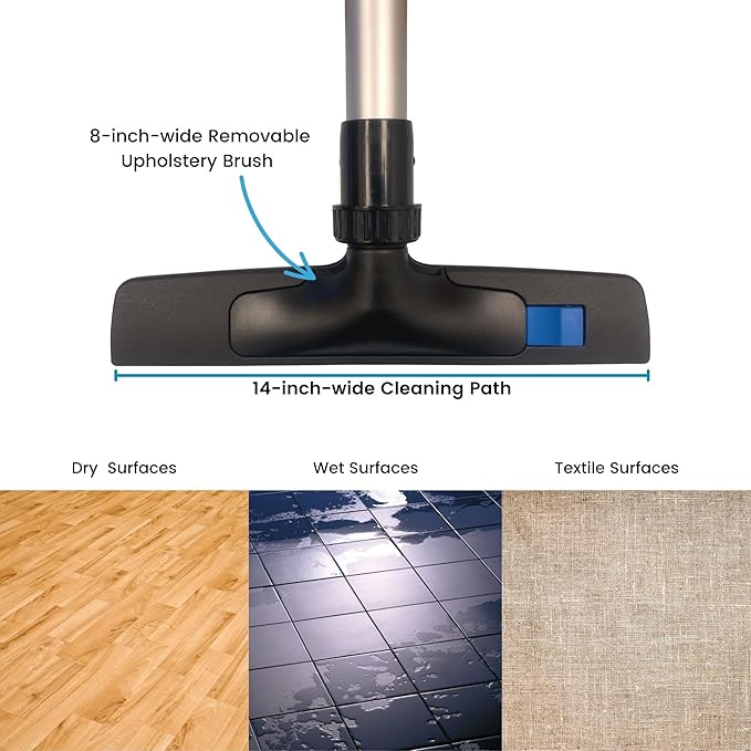 Wessel-Werk Pro Performance ClickBrush, Residential and Commercial Vacuum Floor Brush for Wet and Dry Vacuum Cleaners (14 in. Floor Brush, 1 1/2 inch (38mm) S-Wand Neck)