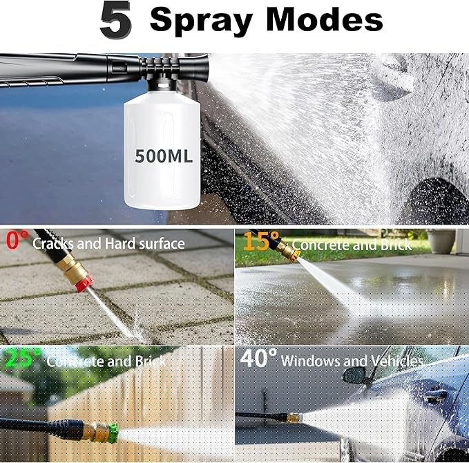 2026 Upgrade Pressure Power Washer 4800PSI w/4 Quick Connect Nozzles, Inlet Hose & Filter&500ML Soap Tank, High Cleaning Machine for Cars/Fences/Driveways/Patios/Home Cleaning,Red