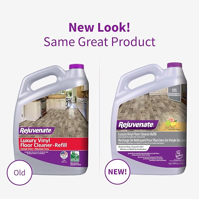 Rejuvenate Luxury Vinyl Floor Cleaner Refill, 1 Gallon, Gently Cleans and Revitalizes Luxury Vinyl Floors, 2 Pack