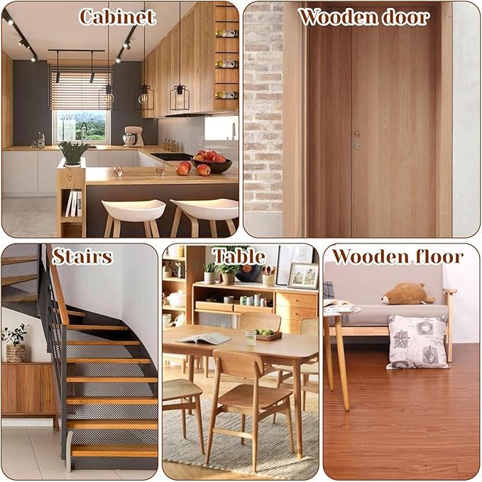 Sibba 9Pcs Wood Filler Sticks, 6 Color Wax Crayons for Scratches with Scraper, Gloves and Cloth, Wood Floor Repair Kit for Scratches, Cracks and Holes on Cabinets, Tables, Doors