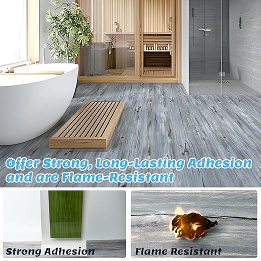 Art3d 15 Sq.ft Peel and Stick Floor Tiles, 10Pcs Luxury Vinyl Plank Flooring Wood Look, 36" × 6" Adhesive and Waterproof Tile Sticker for Bedroom, Living Room, Kitchen, Dust Grey