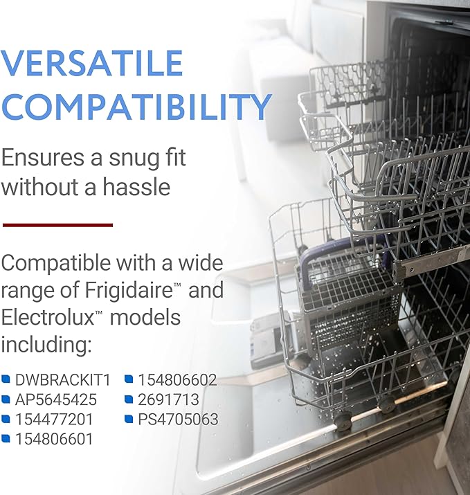 Impresa Dishwasher Side Mount Bracket Kit - Compare to DWBRACKIT1 - Silver Galvanized Steel - Compatible with Frigidaire & Electrolux Models - 2 Brackets & 4 Screws for Stone Countertops