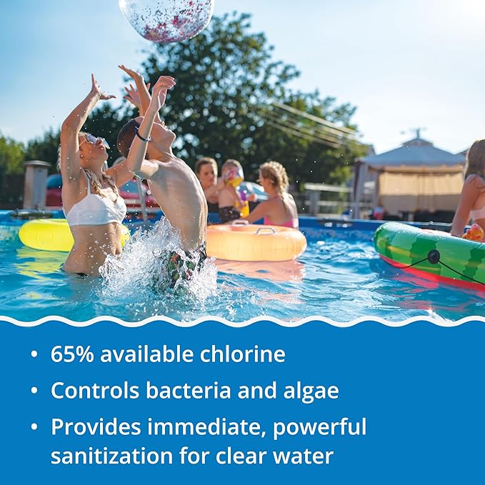 In The Swim Chlorine and Shock Bundle for Sanitizing Swimming Pools – Includes 9 Pound Bucket of 5-in-1 Super Multi-Tablets and 6 x 1 Pound Bags of 68% Cal-Hypo Pool Shock
