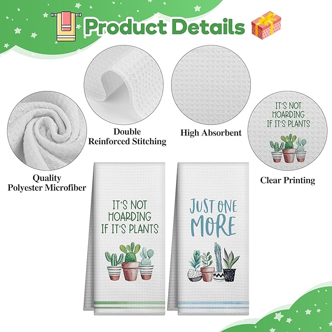 Gifts for Plant Lovers,Plant Lady Mom Gifts,Plant Gifts for Women Gardener Teacher,Funny Best Friend Birthday Gifts,Gardening Gifts,Kitchen Hand Towels Dishcloths Set,Cute Kitchen Decor,New Home Gifts