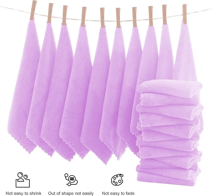MOONQUEEN Ultra Soft Premium Washcloths Set - 12 x 12 inches - 72 Pack - Quick Drying - Highly Absorbent Coral Velvet Bathroom Wash Clothes (Purple)