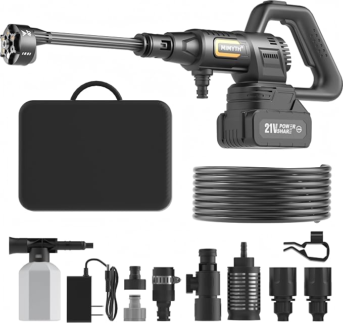 Cordless Pressure Washer Battery Powered; 1200PSI Cordless Power Washer with Brushless Motor, 4.0Ah Battery, 6-in-1 Nozzle, 3 Level; Handheld Portable Pressure Washer (5022-BK5)