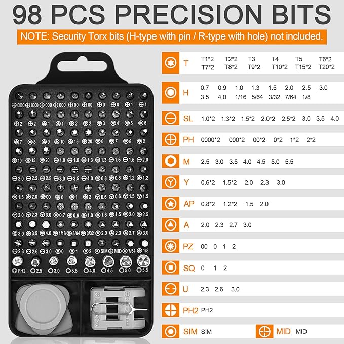 Precision Screwdriver Set, Premium 115 in 1 Magnetic Repair Tool Kit for Electronics, Computer, iPhone, Laptop, Game Console, Watch, Eyeglasses, and DIY