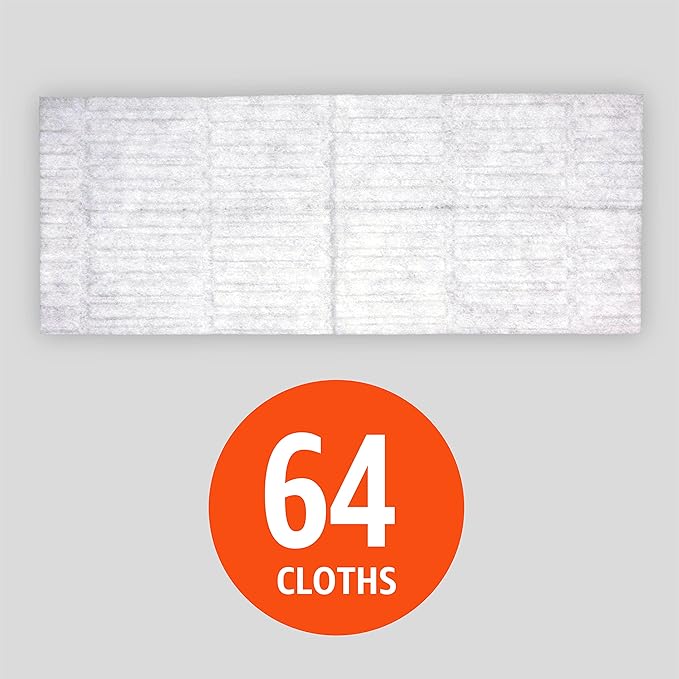 Amazon Basics Dry Floor Cloths | Clean Dust & Dirt | Pet Hair Removal | 64 Count | Pack of 2