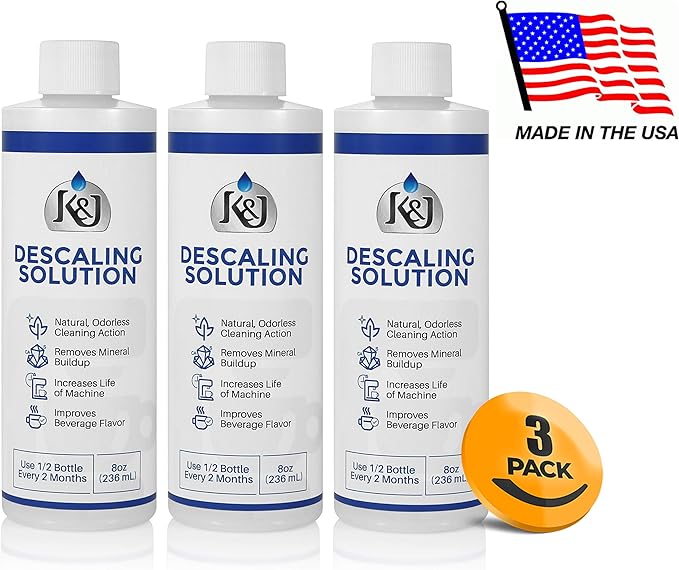 K&J Pemium Descaling Solution (6 uses) - Made in USA - Descaler for Keurig, Breville, Nespresso, Delonghi, Cuisinart, and all Coffee and Espresso Machines
