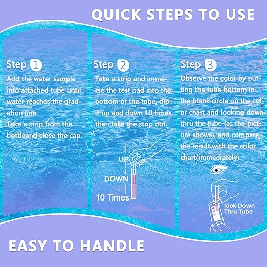 Copper Test Strips for Pool Water: 25 Counts Pool Copper Test Kit for Testing Range 0-2 ppm Copper in Swimming Pool Hot-Tub Spa - Pool Metal Test Kit for Above-Ground and Inground Pool Testing Copper