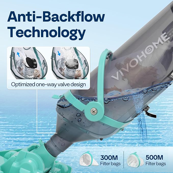 VIVOHOME Cordless Pool Vacuum with Telescopic Pole, Powerful Suction up to 18.5 GPM, 60 Mins Running Time, Handheld Rechargeable Swimming Pool Cleaner for Pools/Spas/Hot Tubs - Green