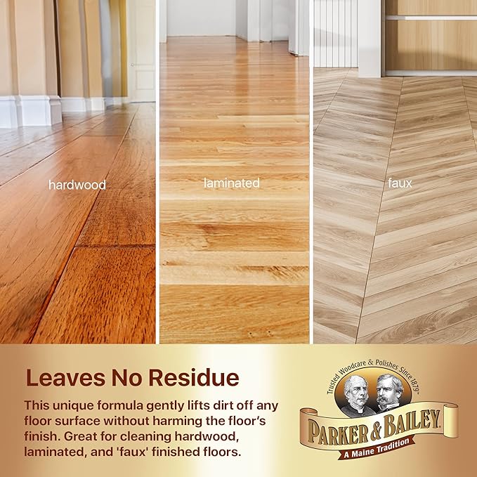 Parker & Bailey Wood Floor Cream for Hardwood, Laminate & Faux Floors, Shine Restorer & Cleaner for Home, Cuts Grease, 16 oz