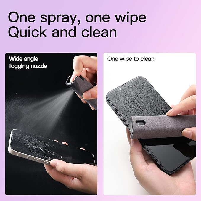 Screen Cleaner Kit 3 Pcs, Two in One Screen Cleaner Spray and Wipe, Touchscreen Mist Cleaner Spray Bottle for Phone/Laptop/Tablet/TV/Monitor/Car Screens