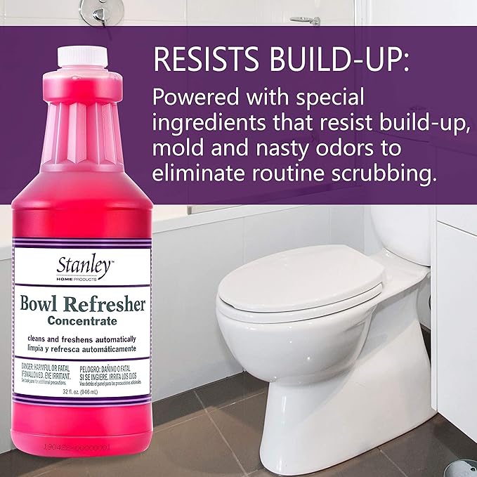 Stanley Toilet Bowl Cleaner & Deodorizer Concentrate 32 oz – Wild Rose Scent – Septic‑Safe Bowl Refresher – Cleans Stains & Residue with Each Flush (Pack of 3)