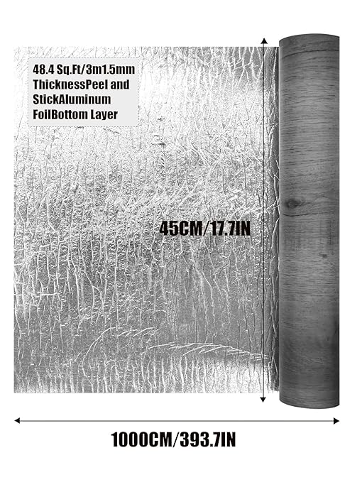Luxury Thicken Wood Grain Peel and Stick Floor Tiles Self-Adhesive Vinyl Flooring Roll-DIY Easy for Wall and Floor,Hard Surface/Waterproof/Anti Slip (Gray Vinyl Flooring, 17.72 "W x 393.7" L)