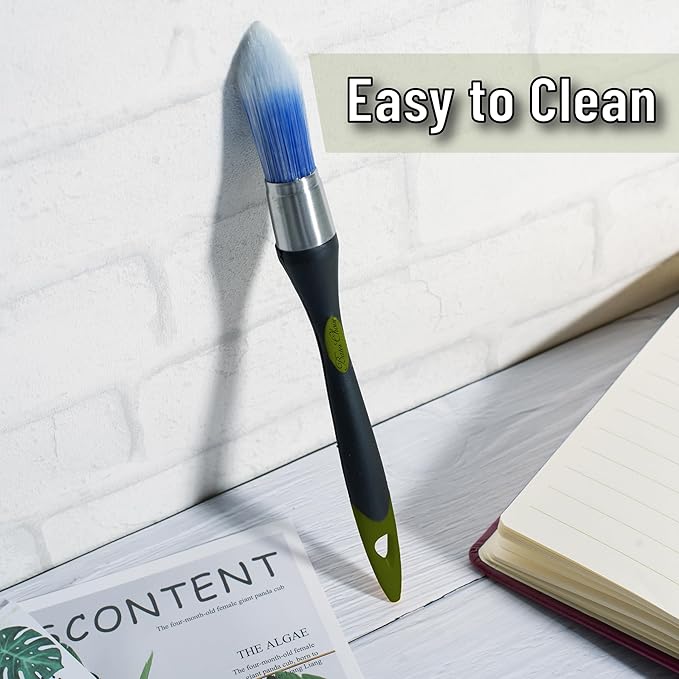 Bates- Trim Paint Brush, 2 pcs, 0.6" Inch, Black & Green Handle, Trim Brushes for Painting