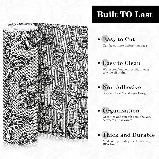 Drawer and Shelf Liner, Non-Slip Kitchen Cabinet Liners Non-Adhesive Thick Strong Grip Waterproof Washable Mats Protect Dresser Shelves Cupboard Bathroom Cabinets, Boho: Floral, 24 in X 10 FT