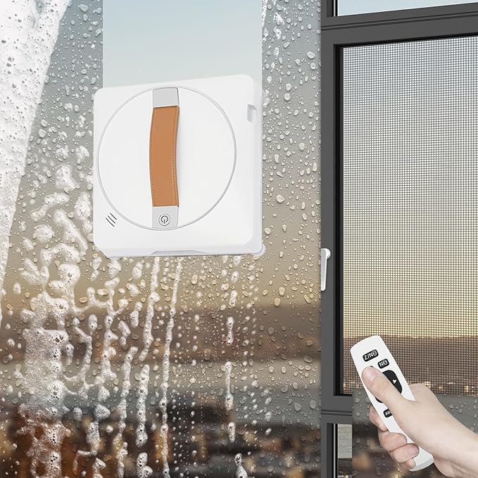 2500Pa Suction Window Cleaning Robot, 72W 24V 2-Way Spray Electric Window Cleaner for Homes and Hotels 8.46 x 8.46 x 2.68 Inch