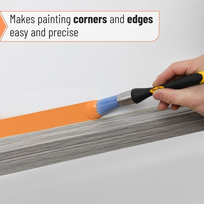 Bates- Trim Paint Brush, 0.75 Inch, Black & Orange Ergonomic Non-Slip Handle, Synthetic Bristles, Trim Brushes for Painting