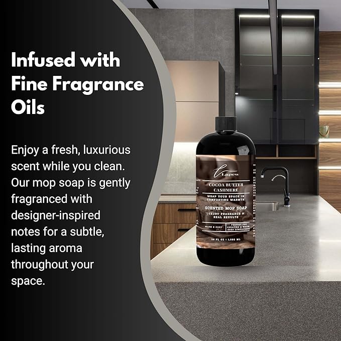 Luxury Floor Cleaner, Scented Mop Soap Concentrate | Hard Floor Cleaner for Tile, Vinyl, Laminate, LVP & Sealed Hardwood | Low-Foam, Streak-Free | 36 oz | Cocoa Butter Cashmere