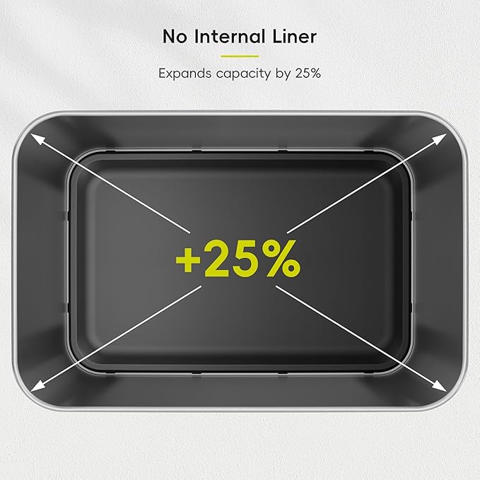 EKO Deluxe Mirage-T 50 Liter / 13.2 Gallon Touchless Rectangular Motion Sensor Trash Can, Matte Black Stainless Steel Finish