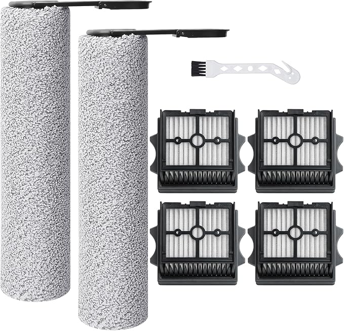 【Not for Switch S6 Stretch/S7 Pro】2 Roller Brush and 4 HEPA Filter Replacement for Tineco Floor One Stretch S6,S7 Stretch Ultra,S7 Stretch Steam,S9 Artist Pro/Steam,i5/i6 Stretch