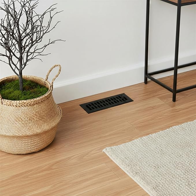 Empire Register Co, Modern Contemporary Design, Steel Register - 2x10 inch, Textured Black Finish, Heavy Duty Steel Floor Vents, Metal Damper Attached Air Vents for Home Floor only