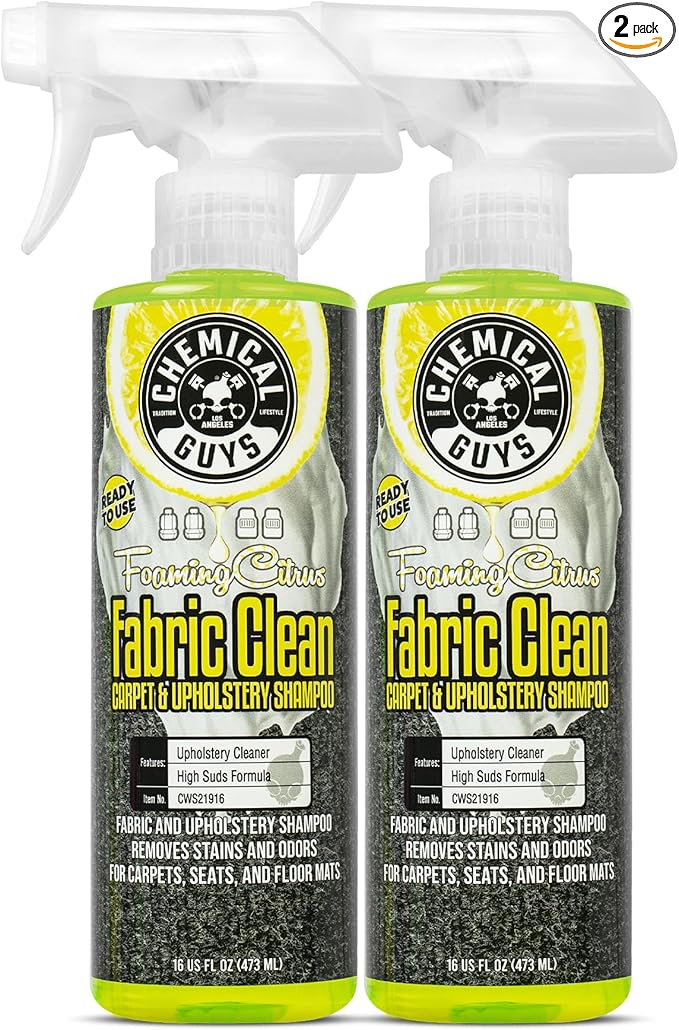 Chemical Guys CWS21916 Foaming Citrus Fabric Clean Carpet & Upholstery Cleaner, Ready to Use, Sprayable (for Carpets, Seats & Floor Mats), Safe for Cars, Home, Office, & More, 16 fl oz, Citrus Scent