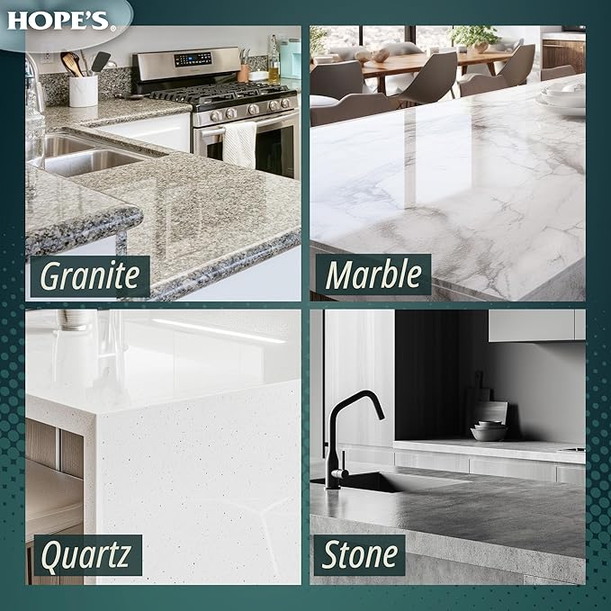 HOPE'S Perfect Granite & Marble Countertop Cleaner, Stain Remover and Polish, Streak-Free, Ammonia-Free, 22 Ounce, Pack of 6