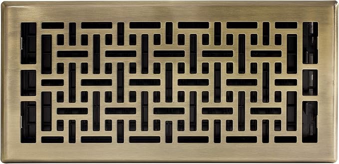 Decor Grates AJH614-A Oriental Floor Register, 6x14 Inches, Antique Brass Finish