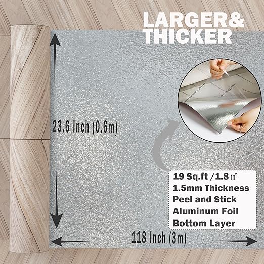 Oxdigi Peel and Stick Herringbone Vinyl Flooring Roll 23"x 118"/19 Sq.Ft, Self Adhesive Vinyl Floor Tiles Wood Plank Flooring Waterproof Wear-Resistant for Any Room, DIY Floor Coverings, Light Wood