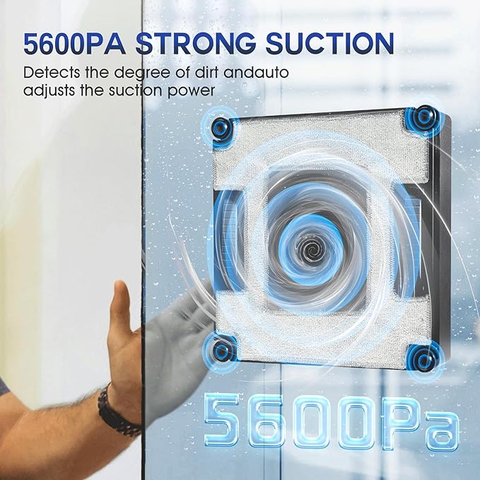 2026 New Window Cleaning Robot -Ultimate 6-Nozzle Precision Spray, 5600Pa Suction, Edge Detection & UPS Safety, automatic window cleaner,Perfect for Frameless/Frosted Glass High-Rise Windows