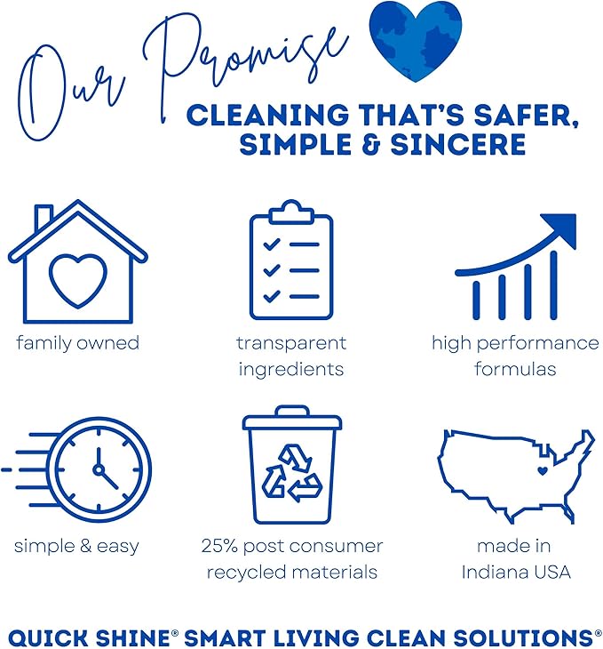 Quick Shine Hardwood Floor Cleaner Daily Care 24oz | Naturally Cleans Dirt & Scuff Marks | Dirt Dissolving, Streak Free, No Rinse & Ready to Use | Spray, Wipe, Done! | Safer Choice Cleaner